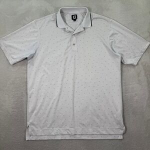 FootJoy FJ Golf Polo Shirt Mens Large Athletic Fit White Purple Print Geometric